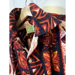 Ui Maikai Vintage Hawaiian Shirt Tiki Mask Drum Pineapple Plant Men's M /‎ L Red